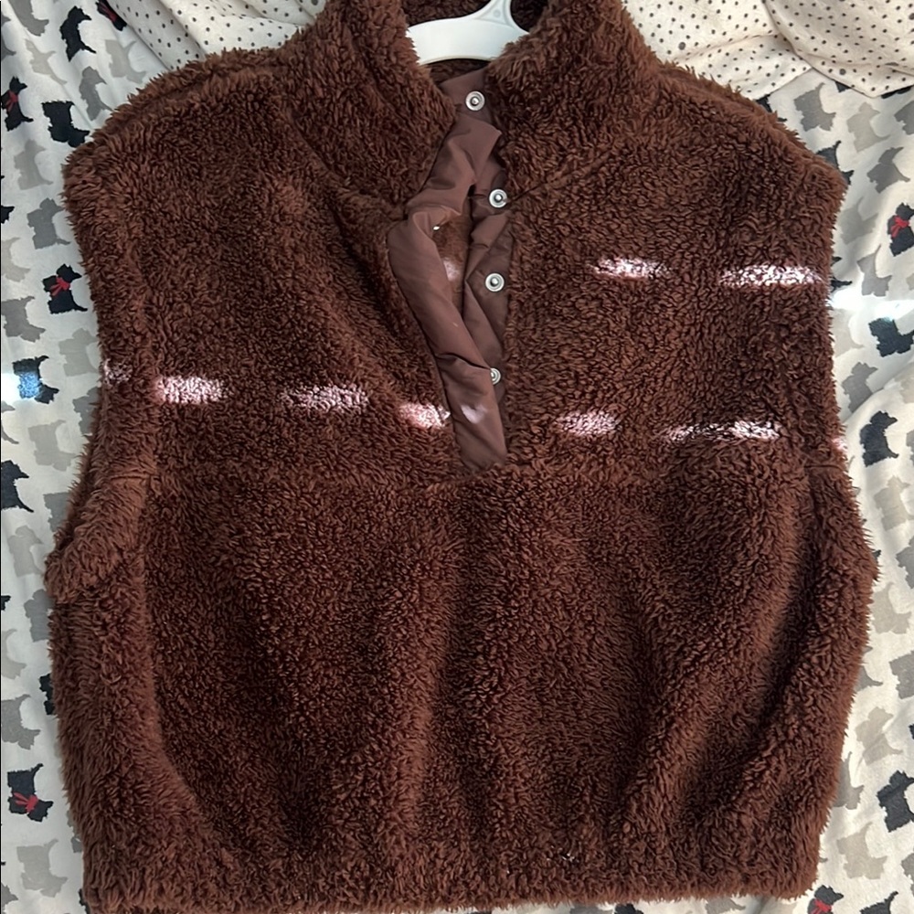hnm brown teddy vest